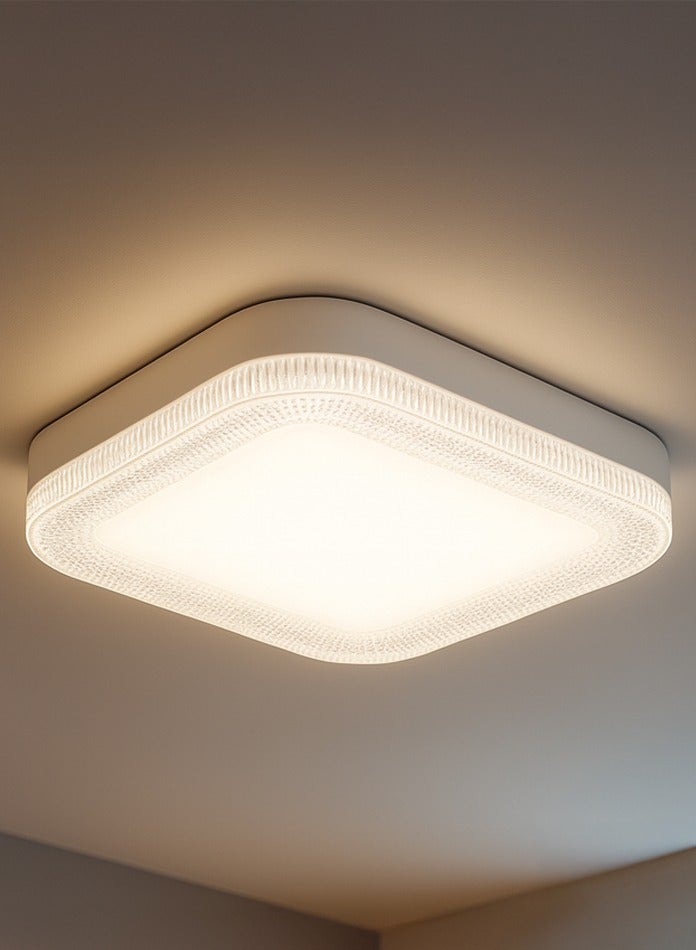 MODI 24W Crystal-Effect LED Flush Mount Ceiling Light - 18cm Modern Square Design, 3 Color Temperatures , Anti-Flicker Eye Protection, High Brightness Home Lighting Fixture - Image 2